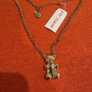 Betsey Johnson Gold Teddy Bear Pendant Necklace